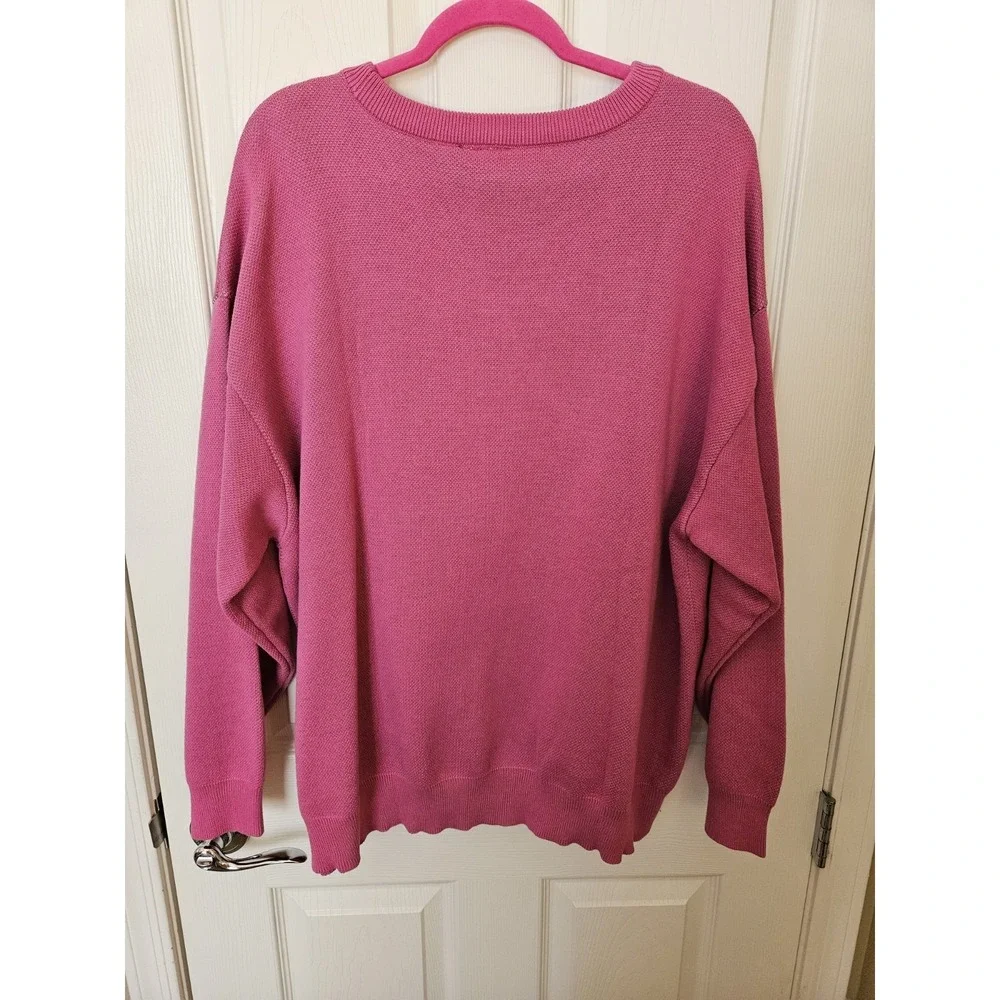 NWT Disney Minnie Mouse Bow Hot Pink Knit Long Sleeve Sweater Crew Neck, Plus 3X - Picture 5 of 8